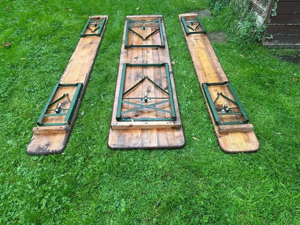 Beer garden table and bench set. - Image 3