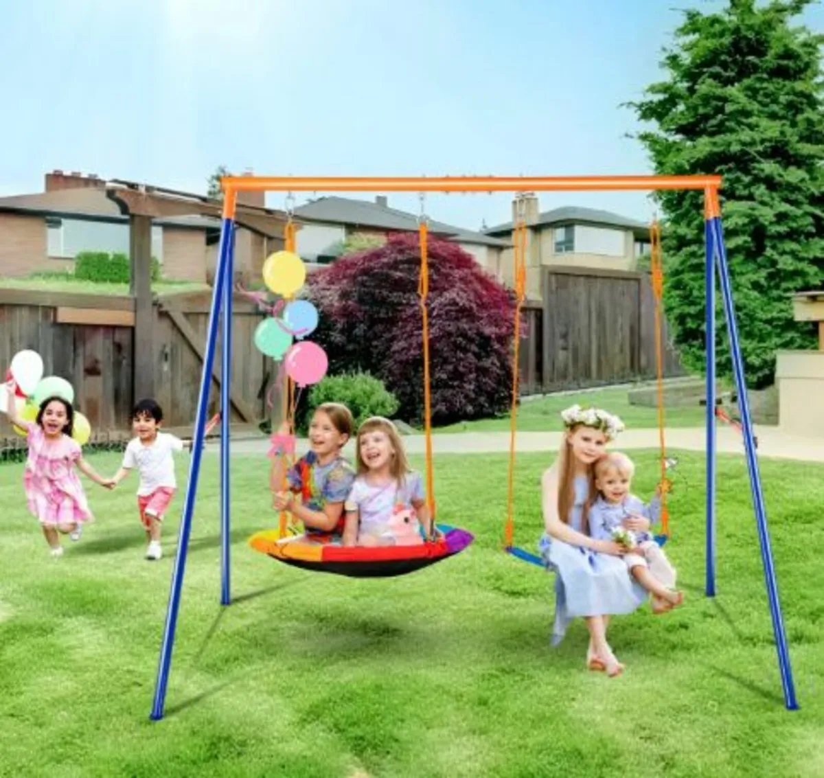 Swing Sets for Backyard,440lbs Load Capacity Swing - Image 1