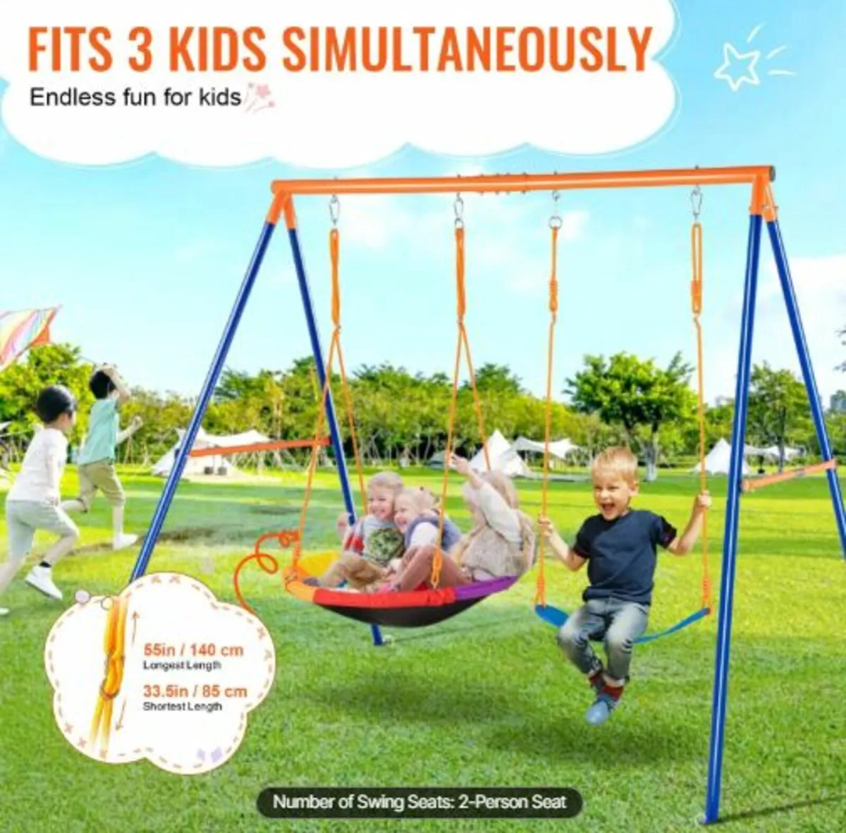 Swing Sets for Backyard,440lbs Load Capacity Swing - Image 4