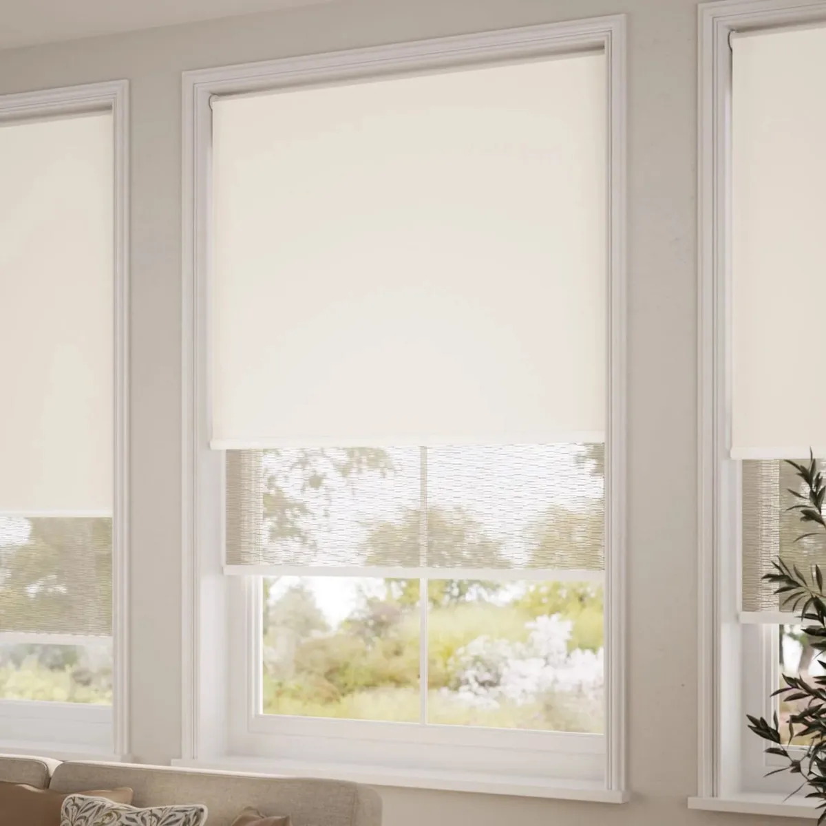 No drilling Needed Alia Sepia Double Roller Blinds - Image 1
