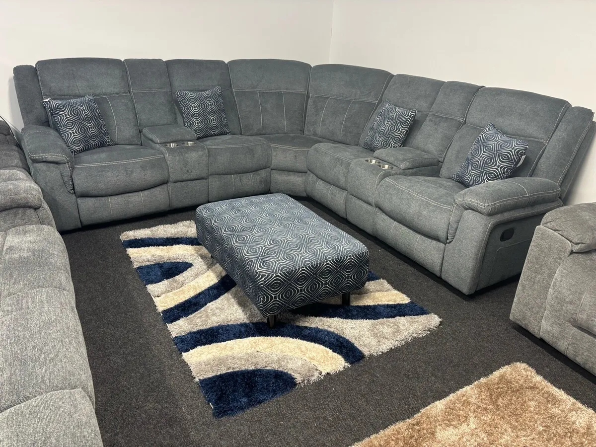 New Grey Fabric Paris Corner Sofa - Image 1