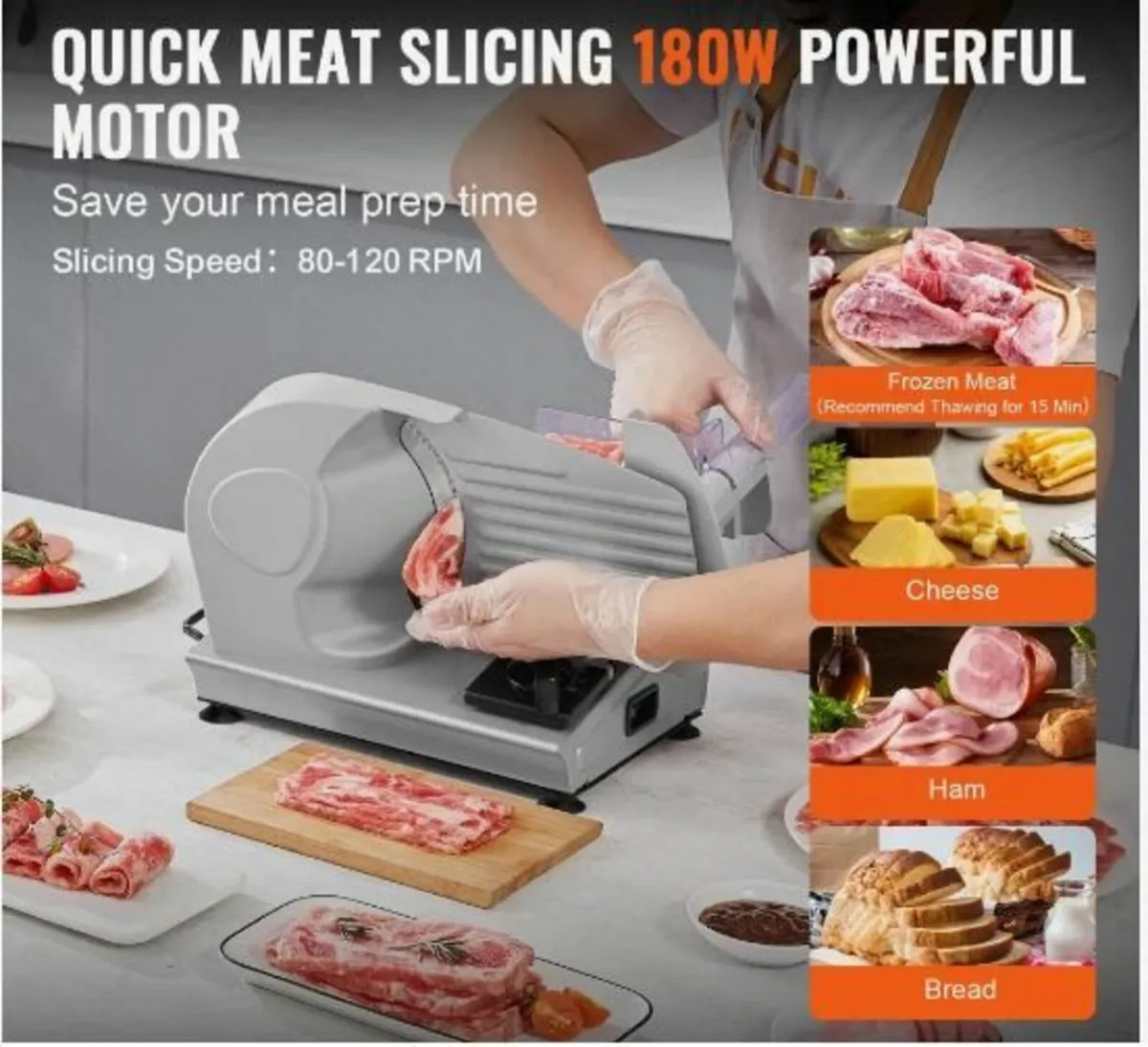 Meat Slicer, 180W Electric Deli Food - Image 2