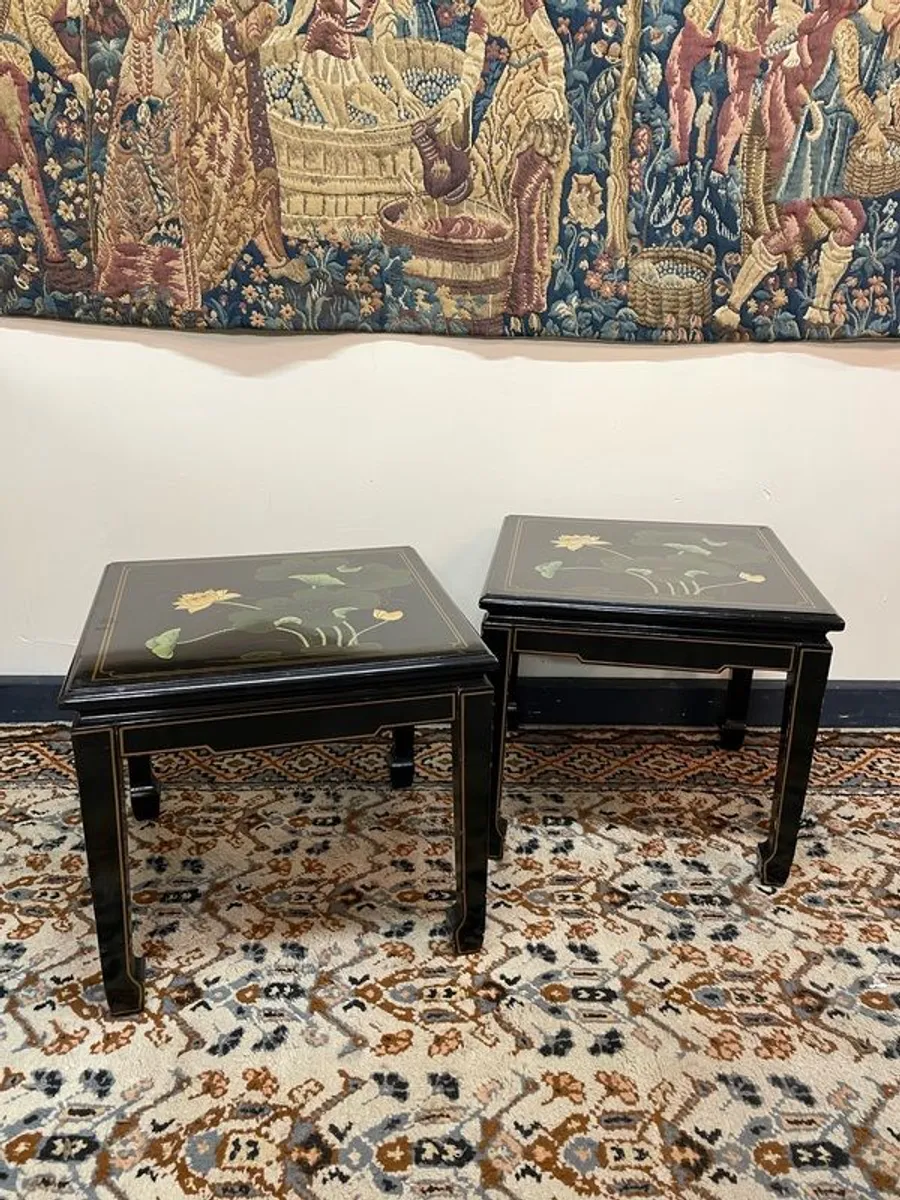 Pair of Chinoiserie Lacquered Side Tables - Image 1