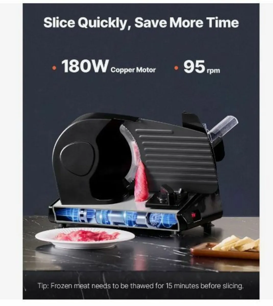 Meat Slicer, 7.5 inch Electric Deli Food Slicer - Image 3