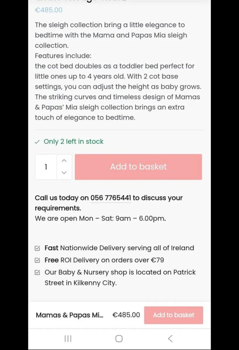 Mamas & Papas Mia Sleigh Convertible Cot - Image 4