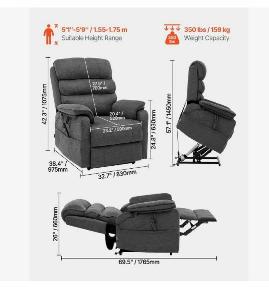Power Lift Recliner Chair, Lift Chair - Image 1