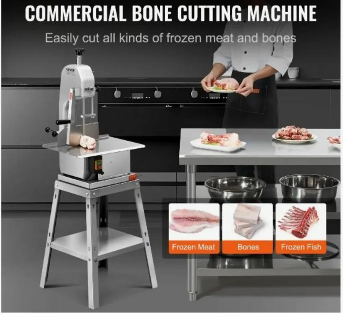 Electric Meat Saw, 850W Stainless - Image 1