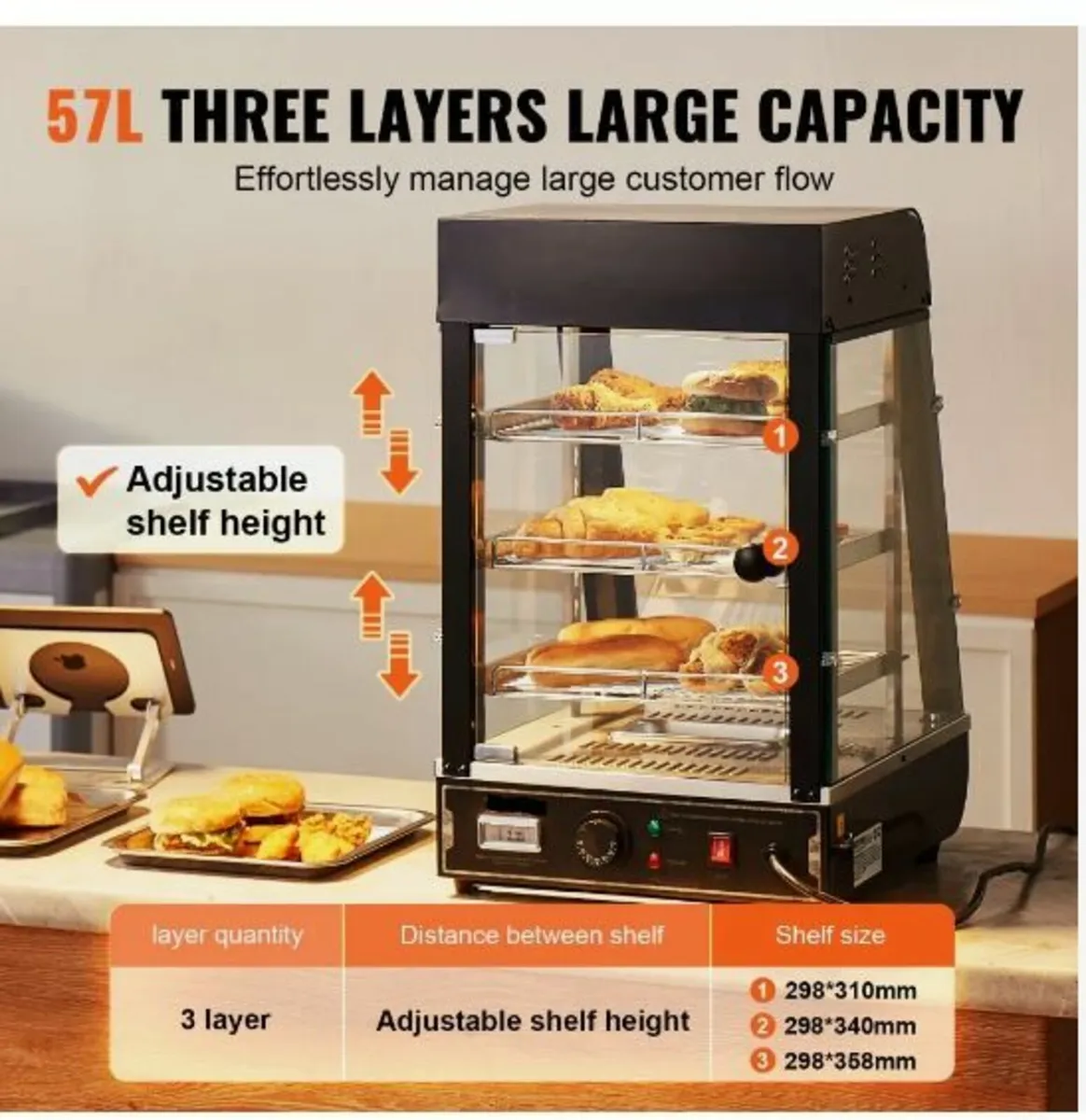3-Tier Commercial Food Warmer Display - Image 3