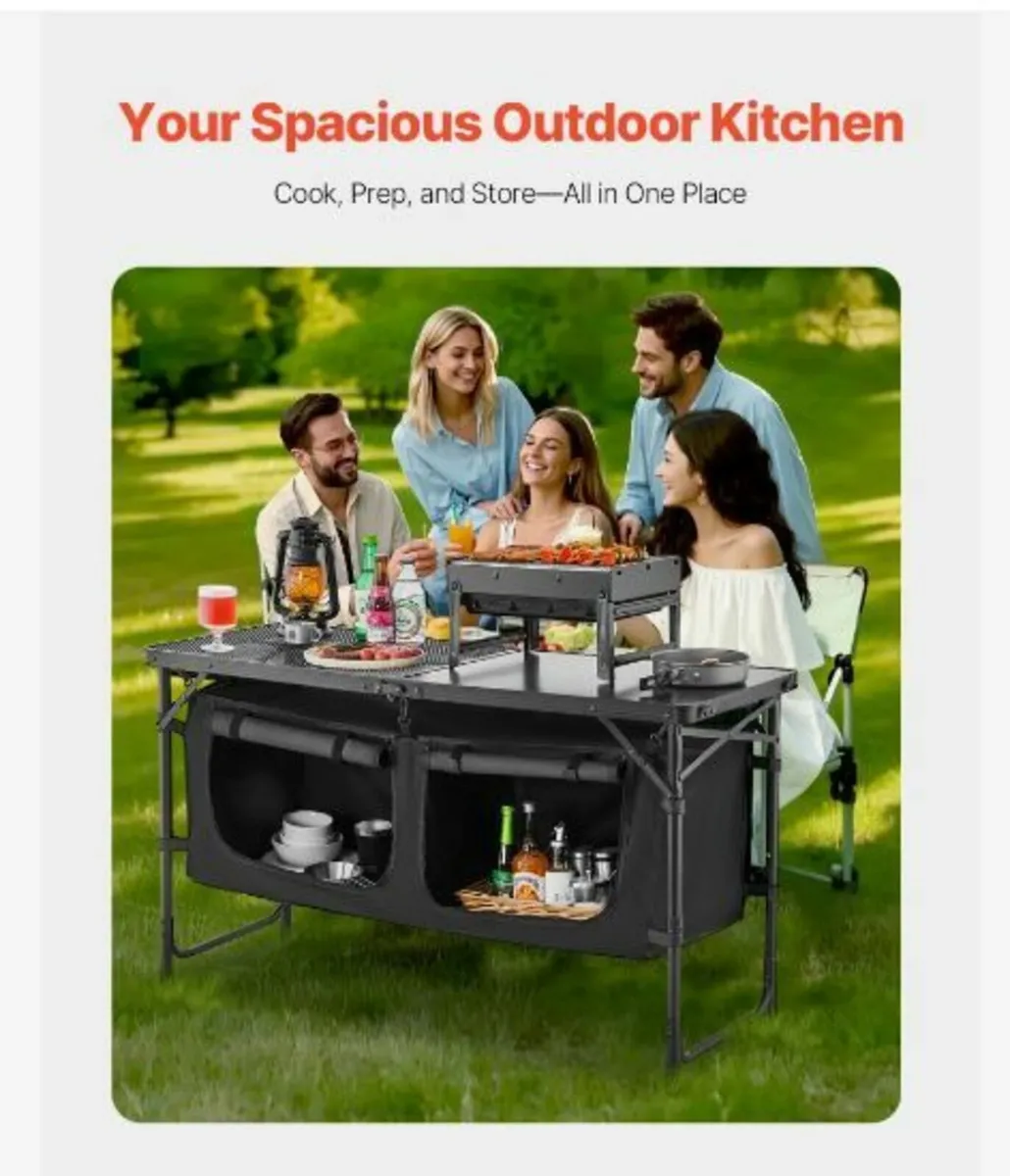 Camping Kitchen Table, Folding Outdoor - Image 2