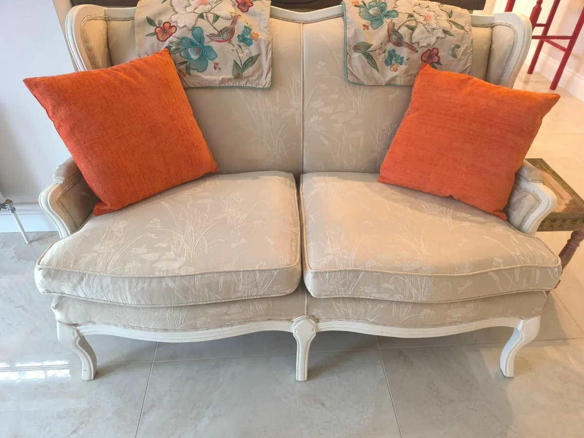 2 Seater Cream Sofa Couch - Image 1