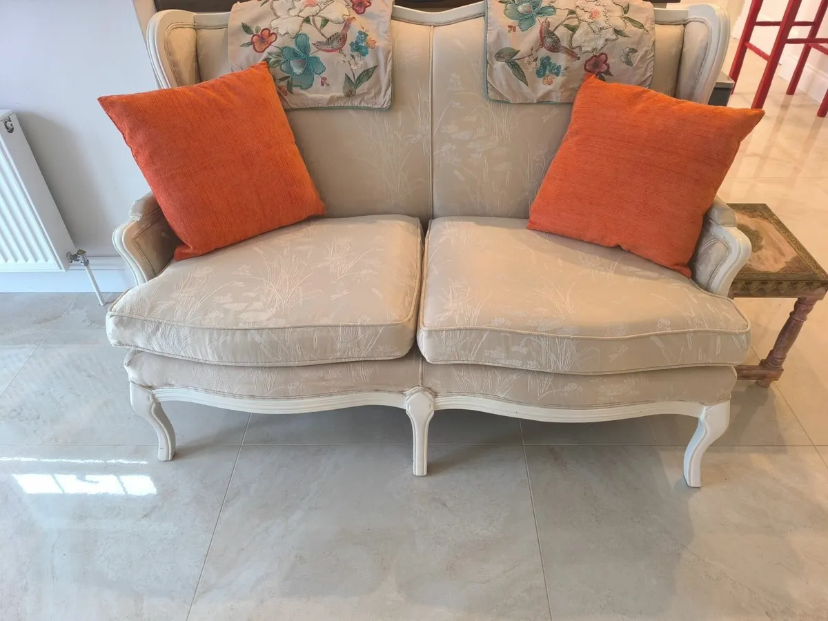 2 Seater Cream Sofa Couch - Image 2
