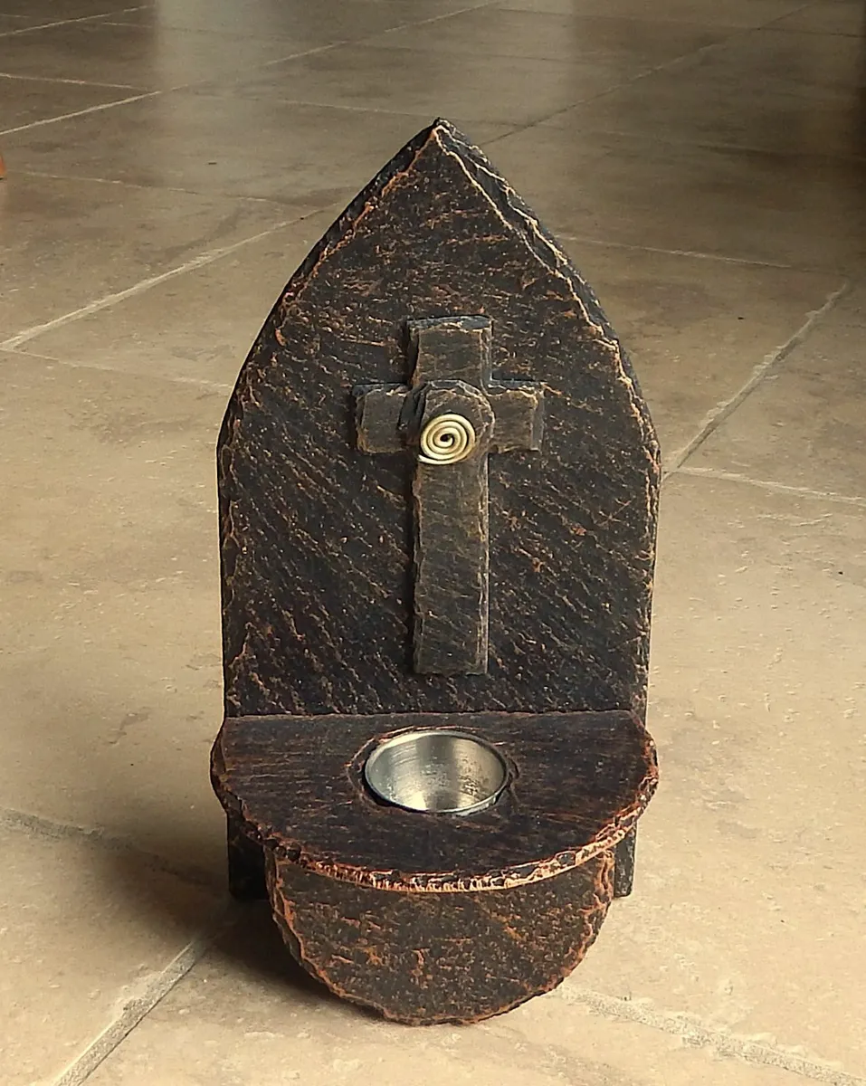 Handcrafted Slate Holy Water Font - Image 1