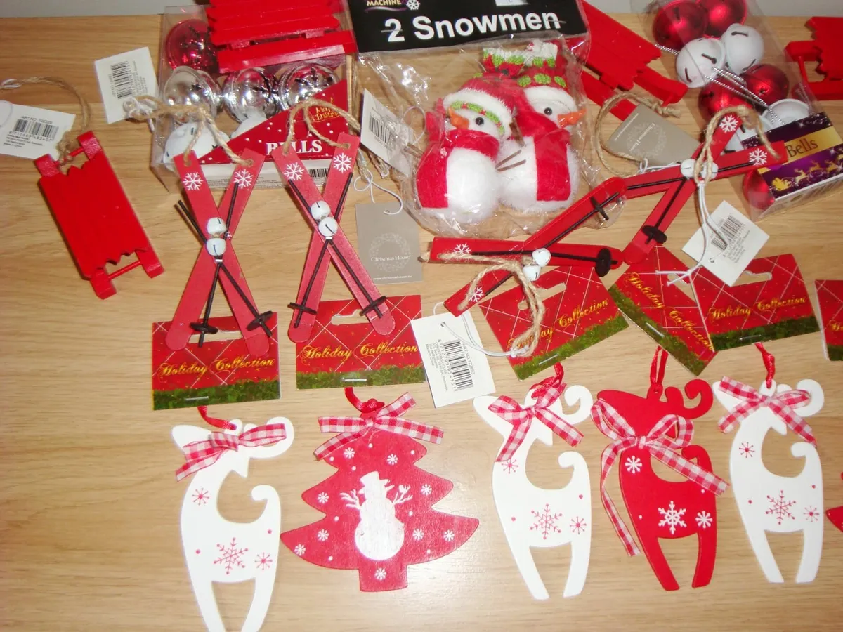 Christmas tree hanging decorations red white - NEW - Image 2