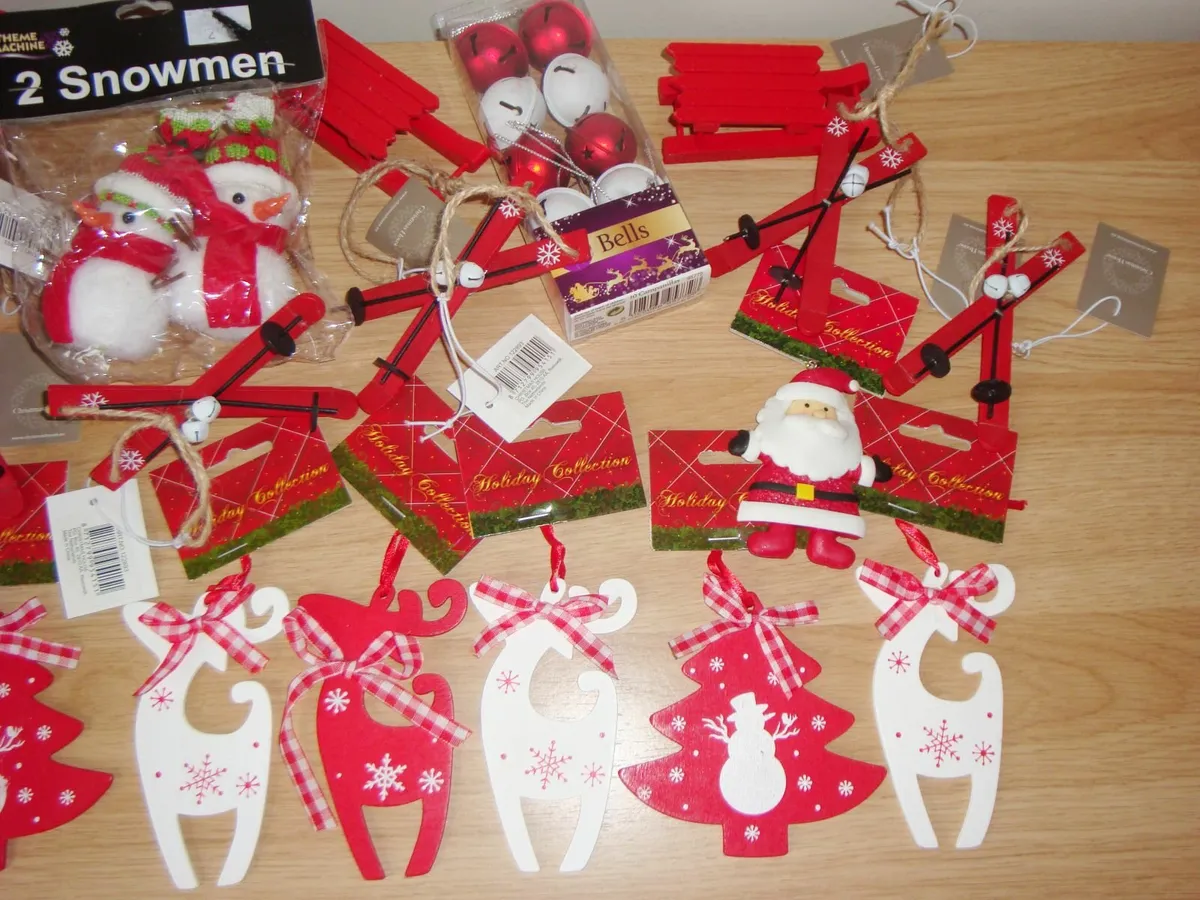 Christmas tree hanging decorations red white - NEW - Image 3