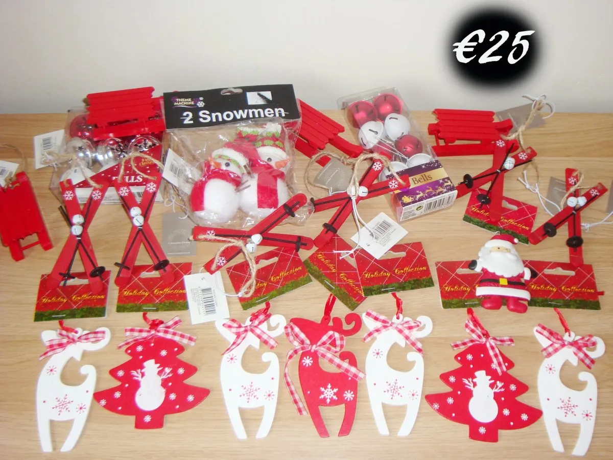 Christmas tree hanging decorations red white - NEW - Image 1