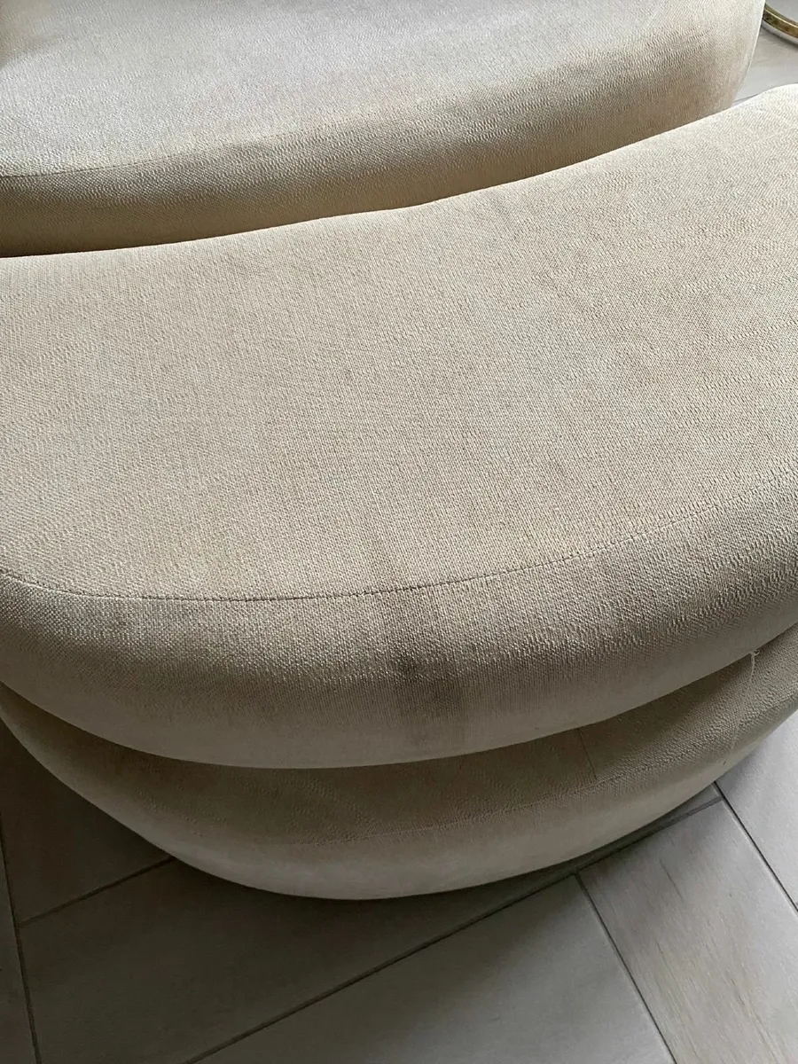 Cream Swivel Cuddle Chair & Footstool - Image 3