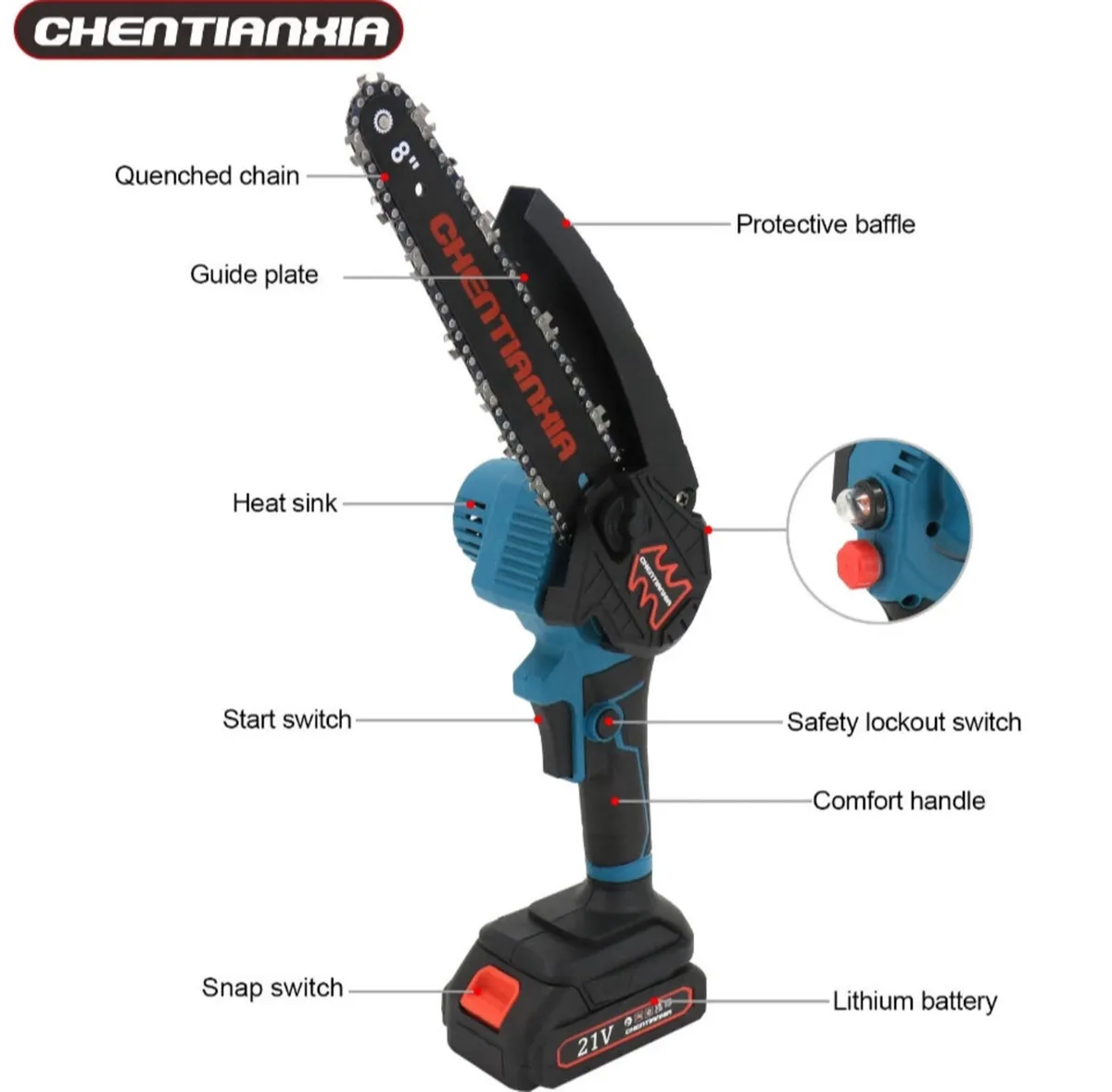 NEW mini Chainsaw 8” 8 inch with 2 Batteries - Image 4