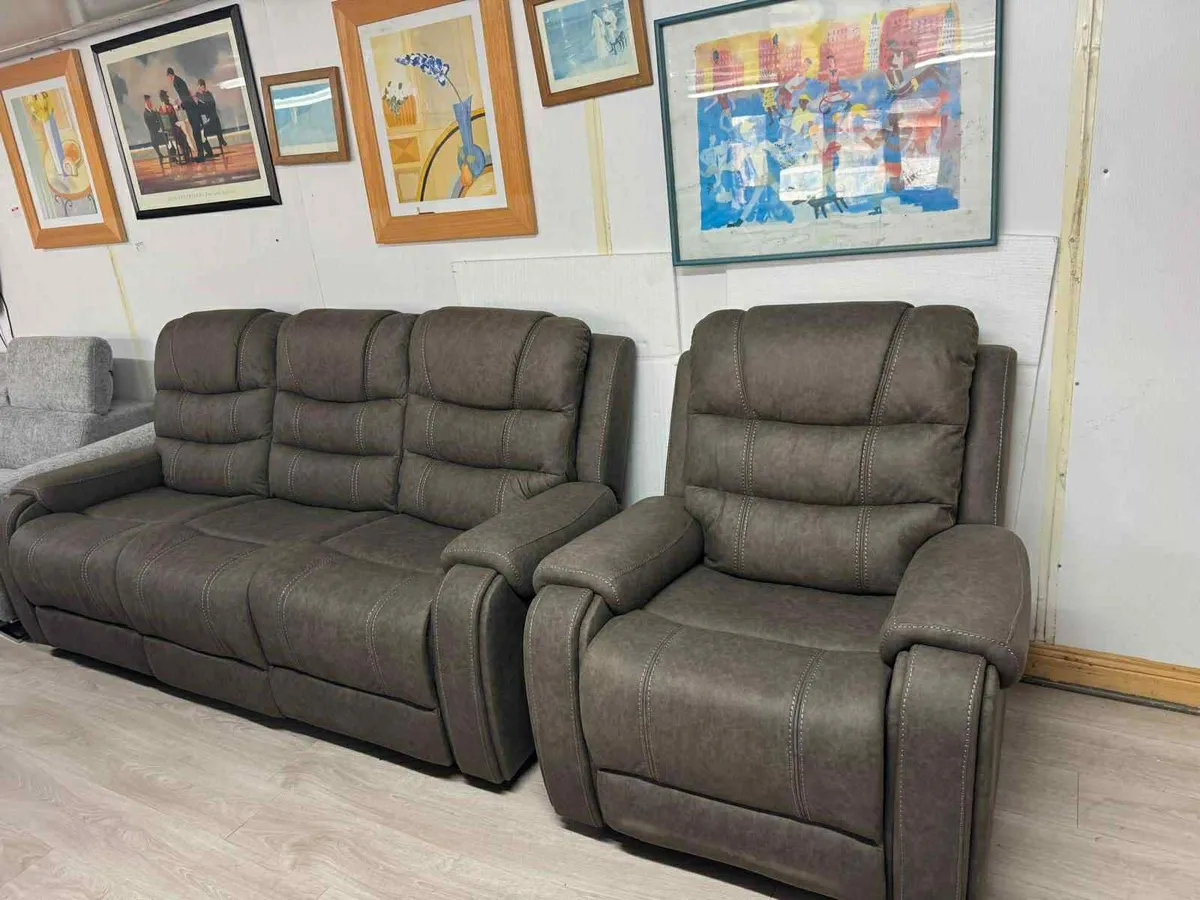 New 3+2+1 Maddison Grey Fabric Recliner Sofa - Image 4