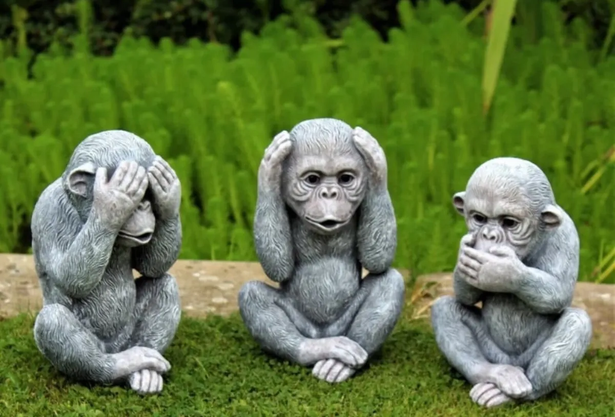 3 Three Wise Monkeys Garden Ornaments 9.5” NEW - Image 2