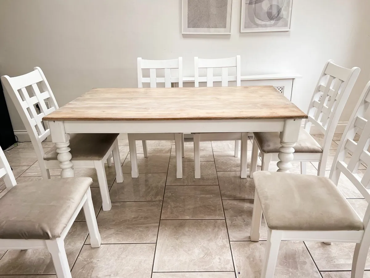 Solid Wood Dining Table with 6 Chairs - Image 4