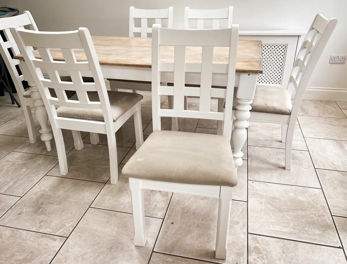 Solid Wood Dining Table with 6 Chairs - Image 2