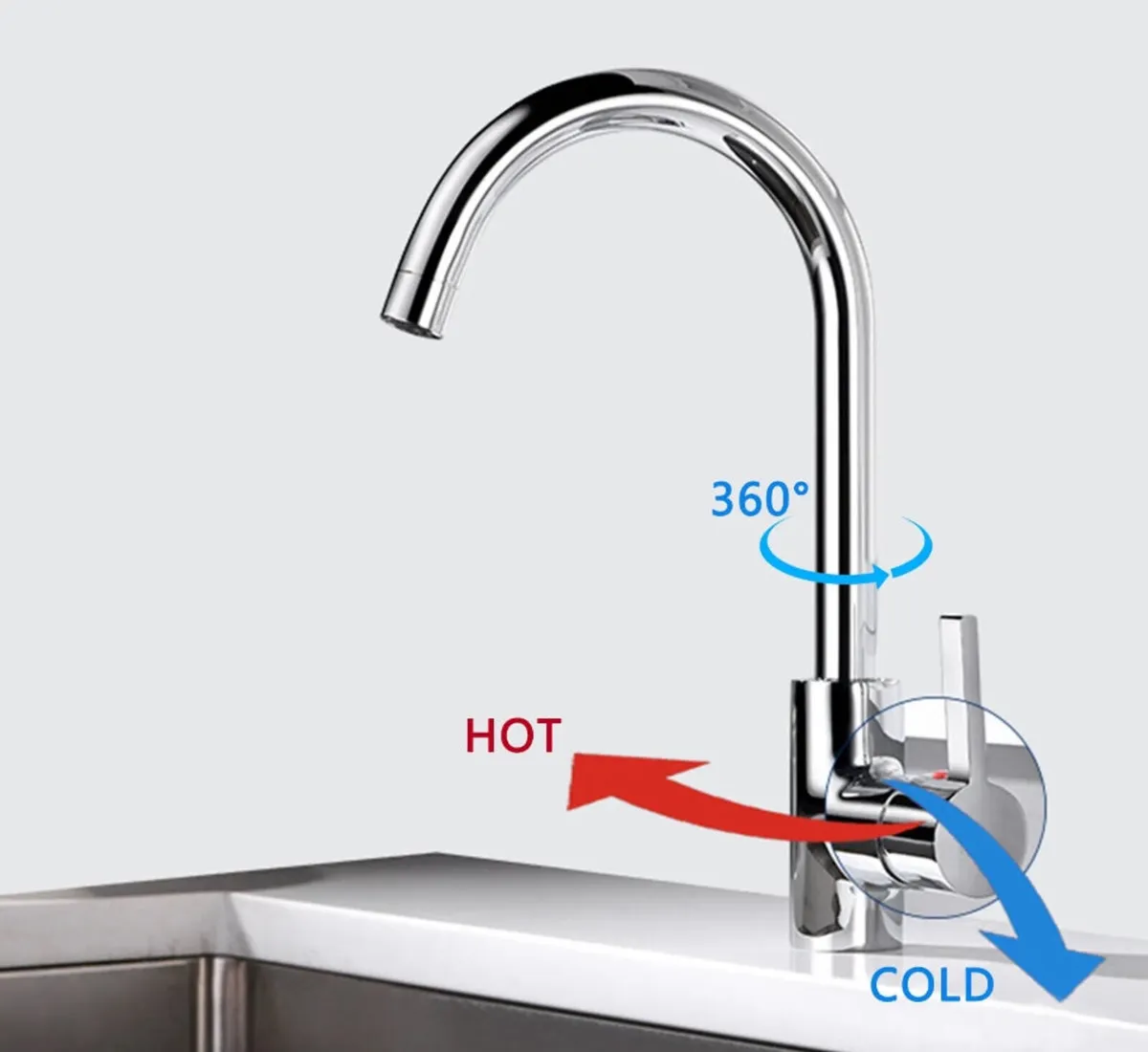 Kitchen Sink Mixer Tap Swivel Single Lever Faucet - Image 2