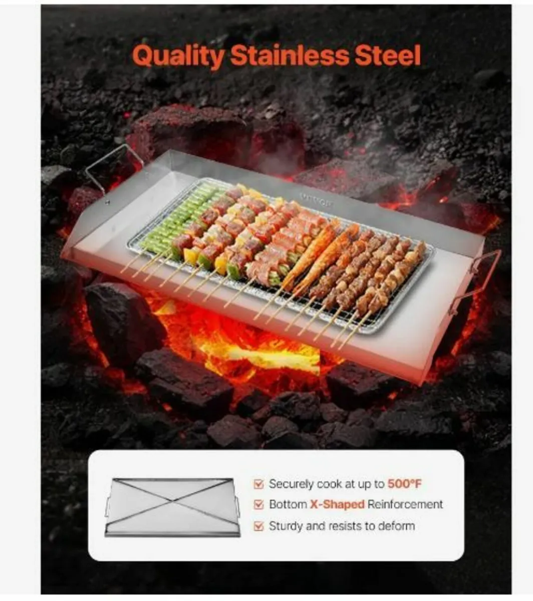 Stainless Steel Griddle, 32x16 inch - Image 2