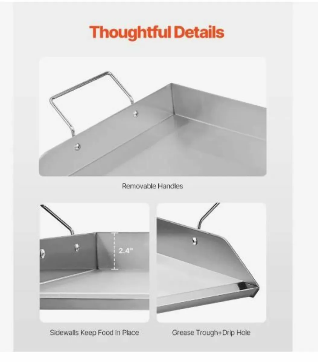 Stainless Steel Griddle, 32x16 inch - Image 3