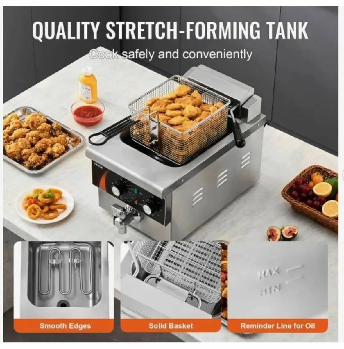 Commercial Deep Fryer, 1750W Electric - Image 2