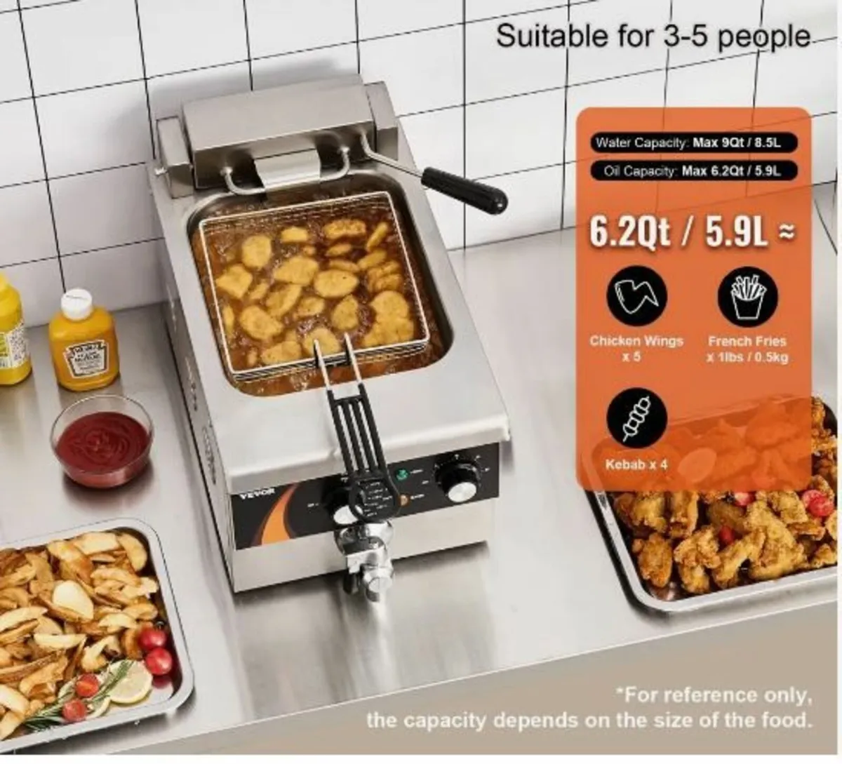 Commercial Deep Fryer, 1750W Electric - Image 3