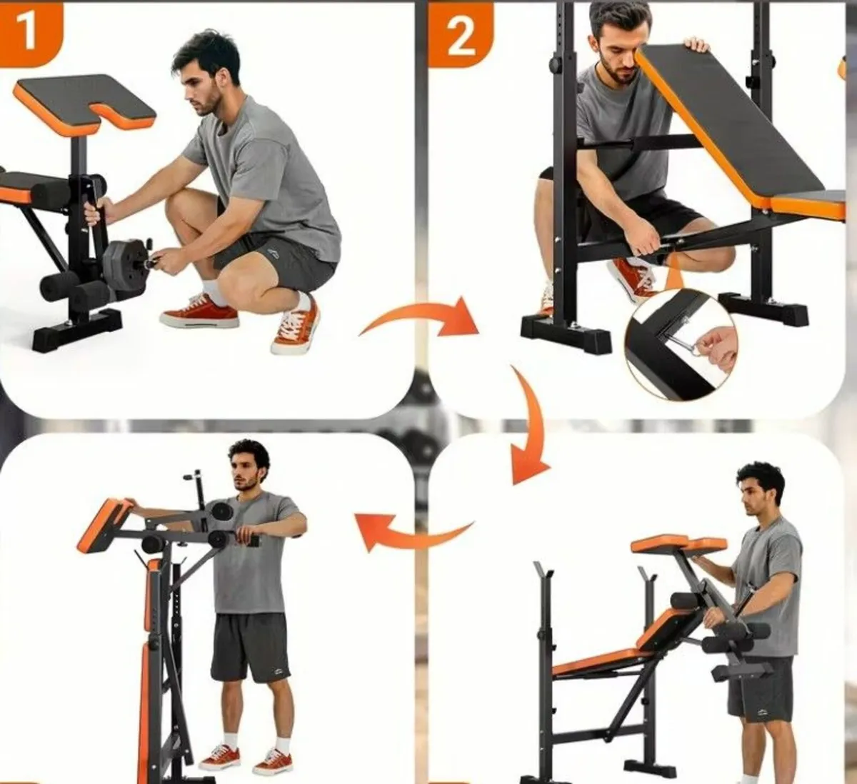 Adjustable Weight Bench Press Set with Squat Rack - Image 2