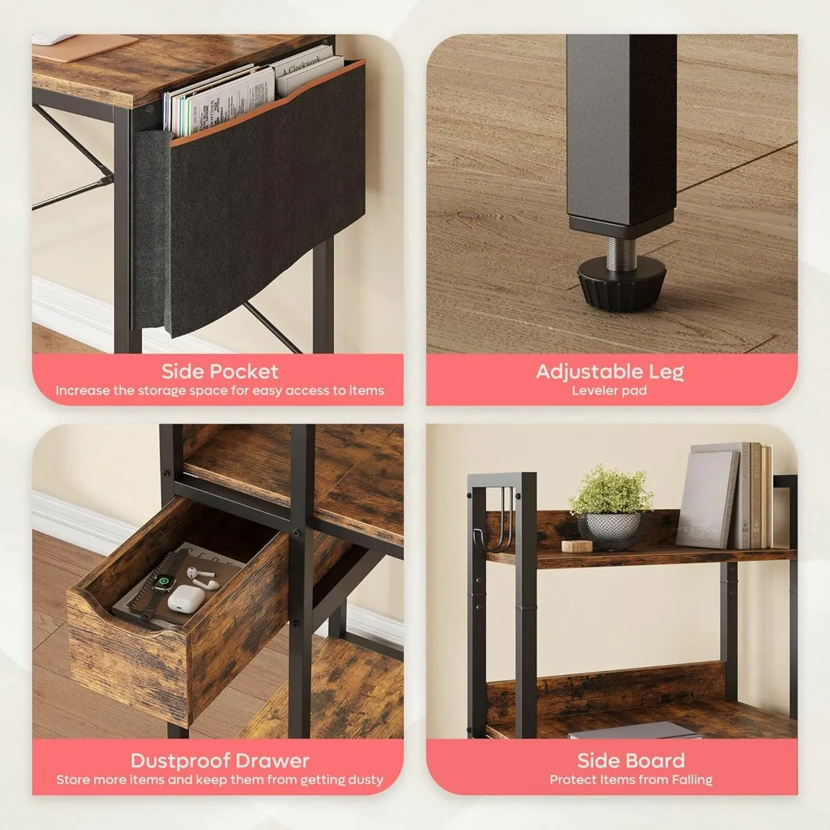 Bestier Computer Desk with Storage Shelves 120 CM - Image 3