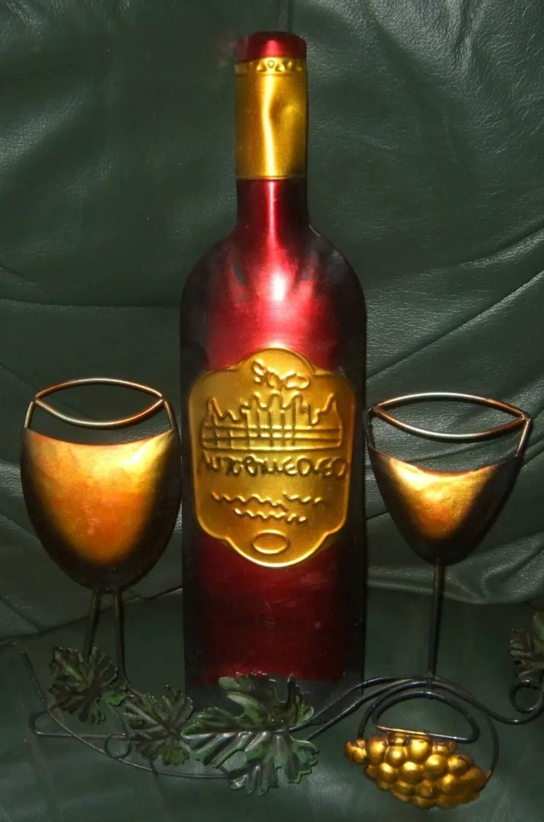 Vintage Metal 'Wine' Wall Sculpture - Image 3