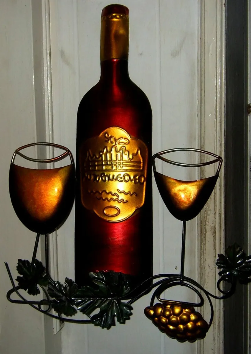Vintage Metal 'Wine' Wall Sculpture - Image 4
