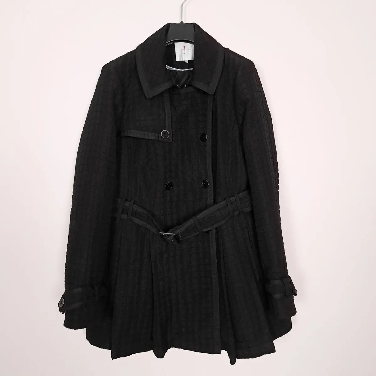 Jasper Conran Black Quilted Trench Peacoat 18UK - Image 1