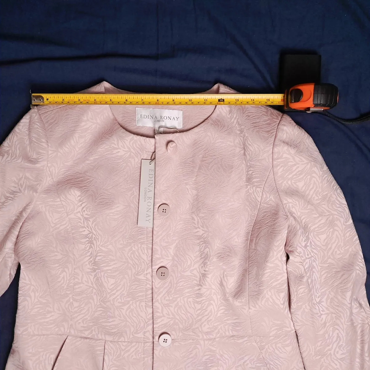 Edina Ronay Blush Pink Embossed Pattern Coat L/XL - Image 4