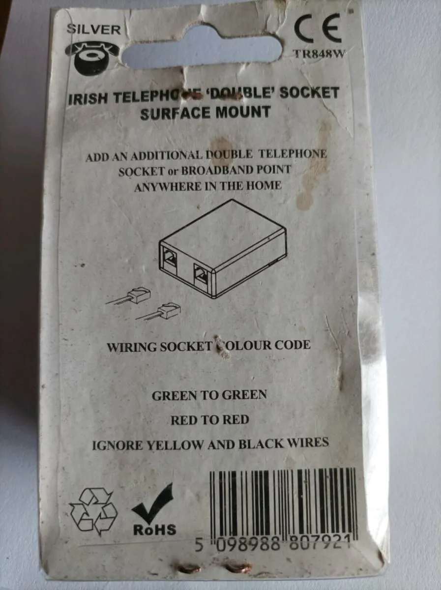 Irish telephone double socket surface mount Broadb - Image 1