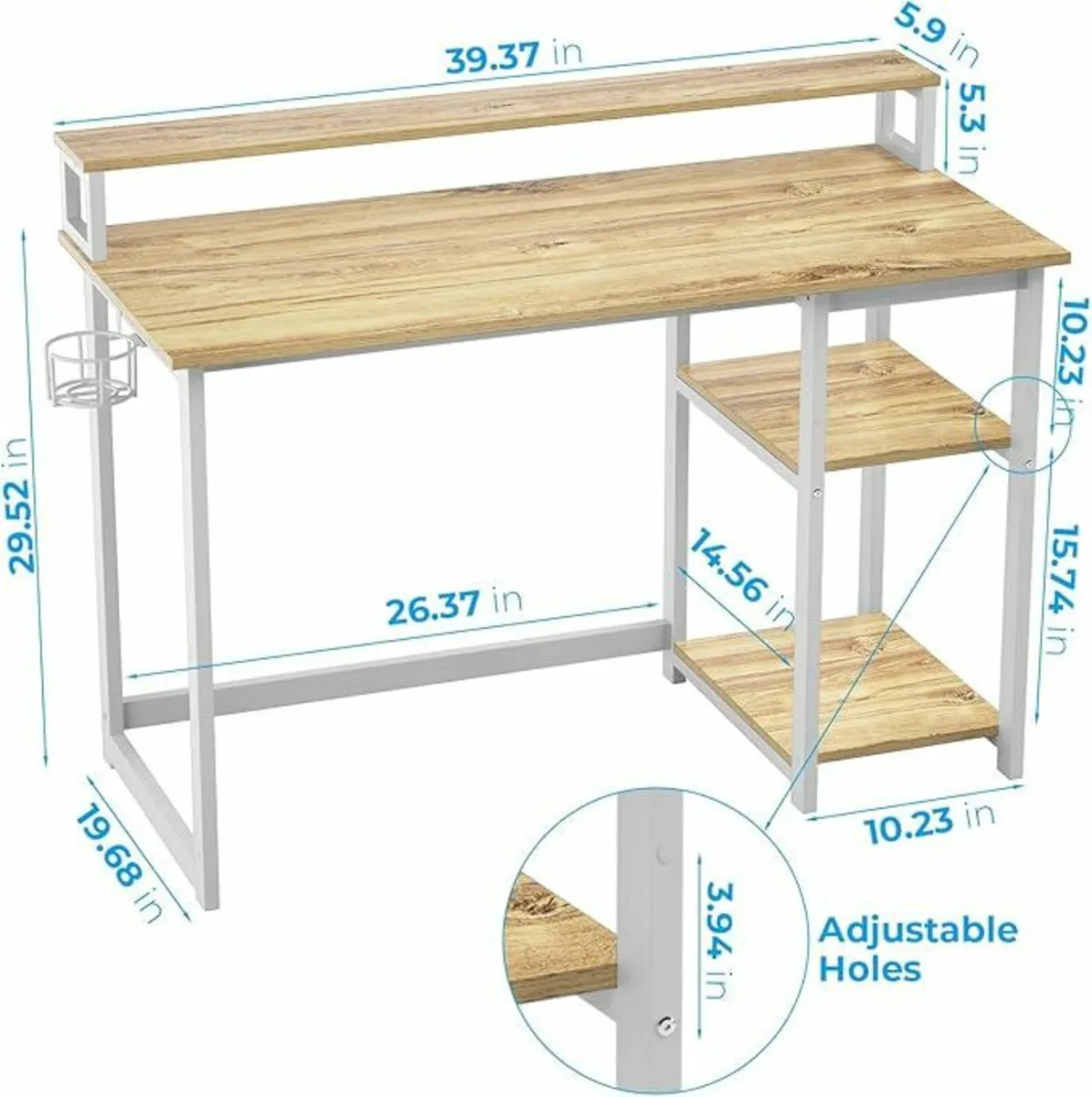 GreenForest Computer Desk with Full Monitor Stand - Image 2