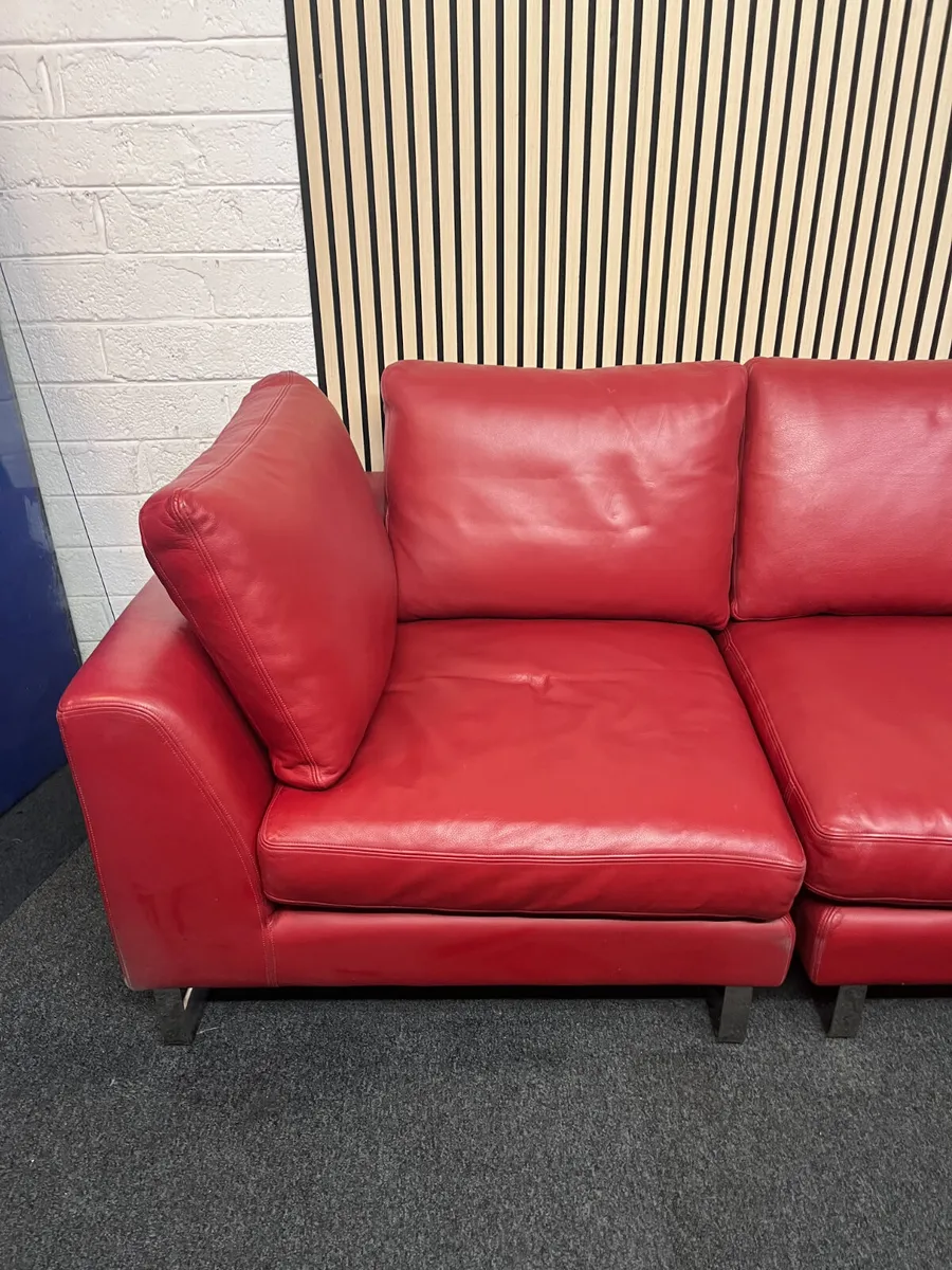 LARGE REAL WINE LEATHER SOFA @CJM - Image 4