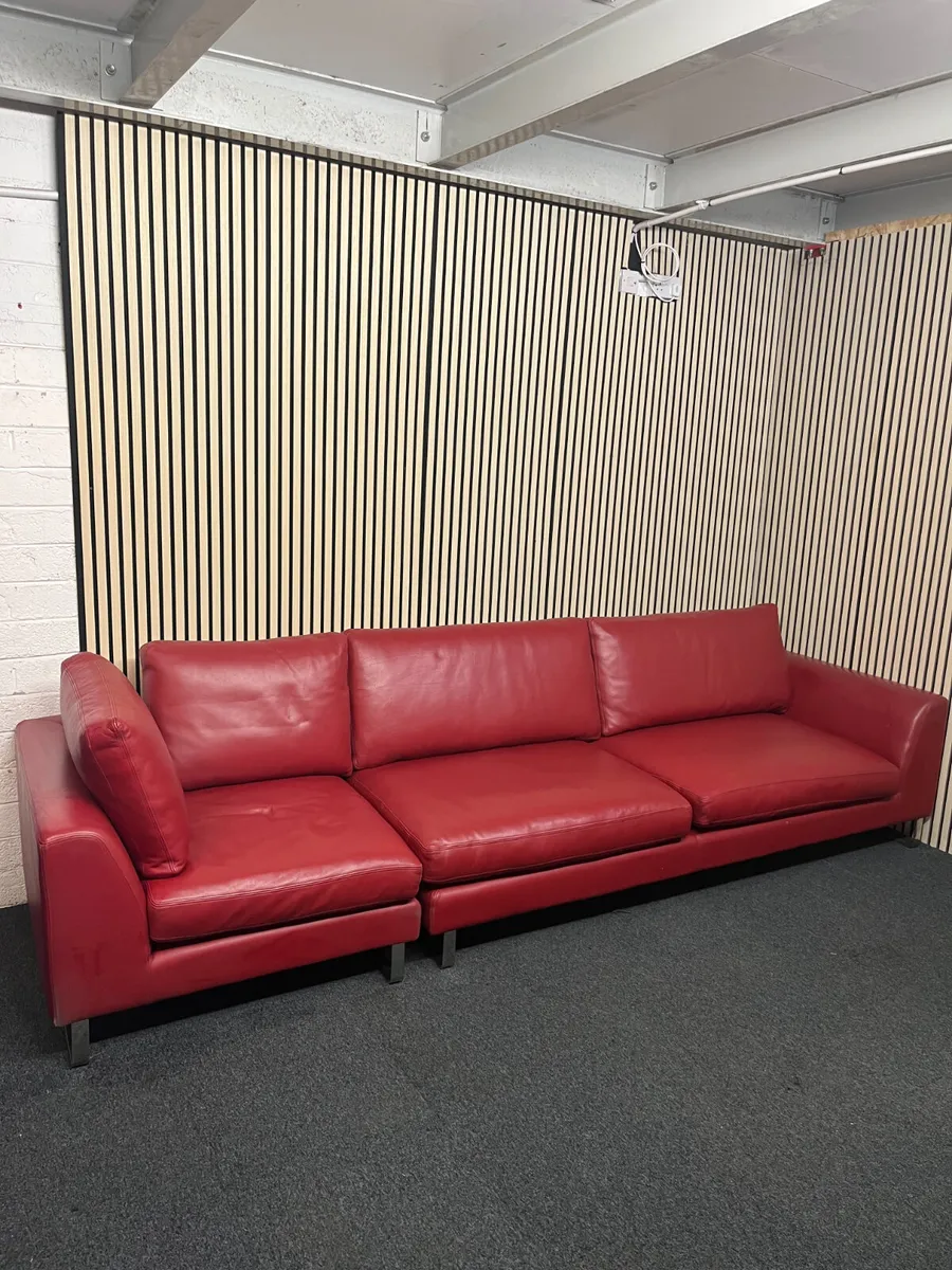 LARGE REAL WINE LEATHER SOFA @CJM - Image 2