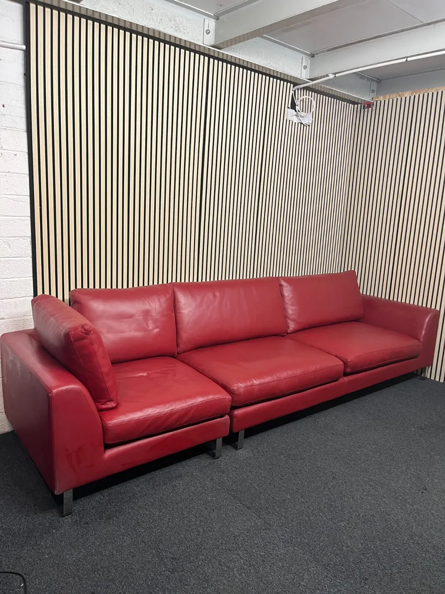 LARGE REAL WINE LEATHER SOFA @CJM - Image 1