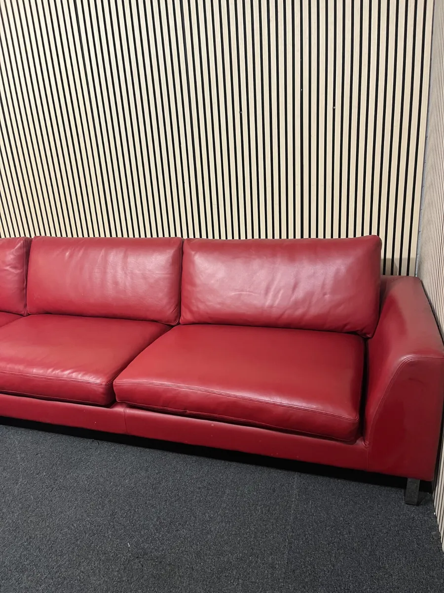 LARGE REAL WINE LEATHER SOFA @CJM - Image 3