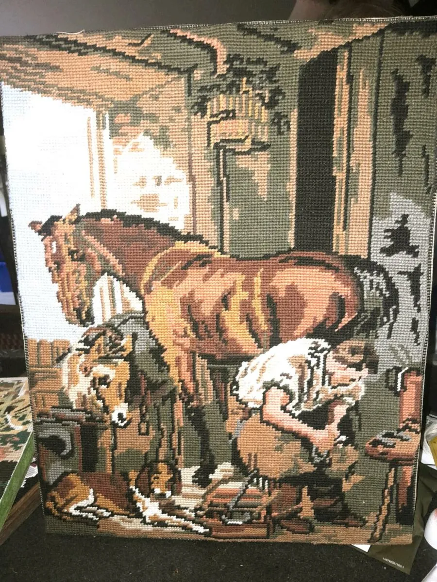 French tapestry with horses - Image 1