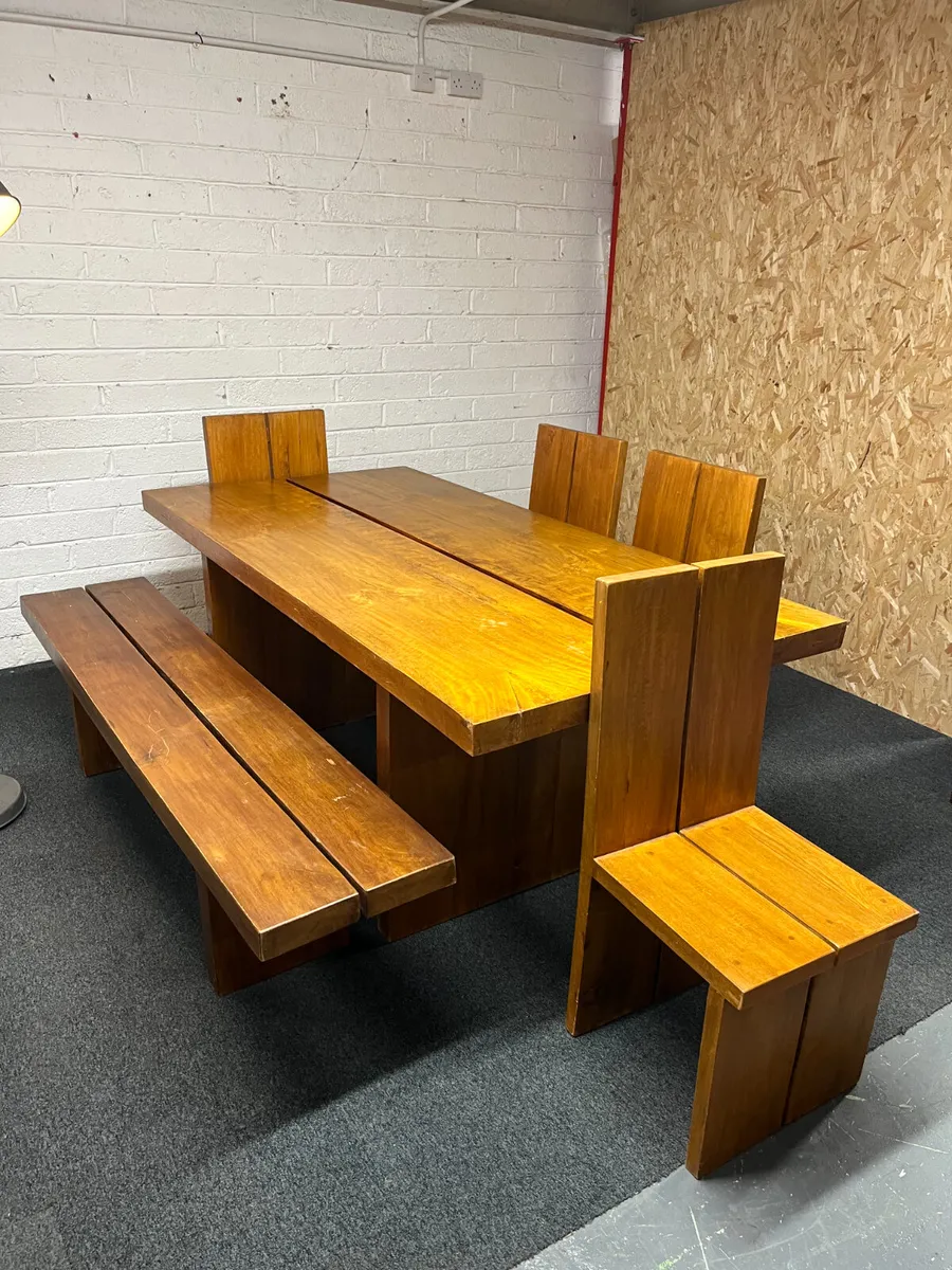 Solid Wood Dining with 4 Chairs and Bench @CJM - Image 2