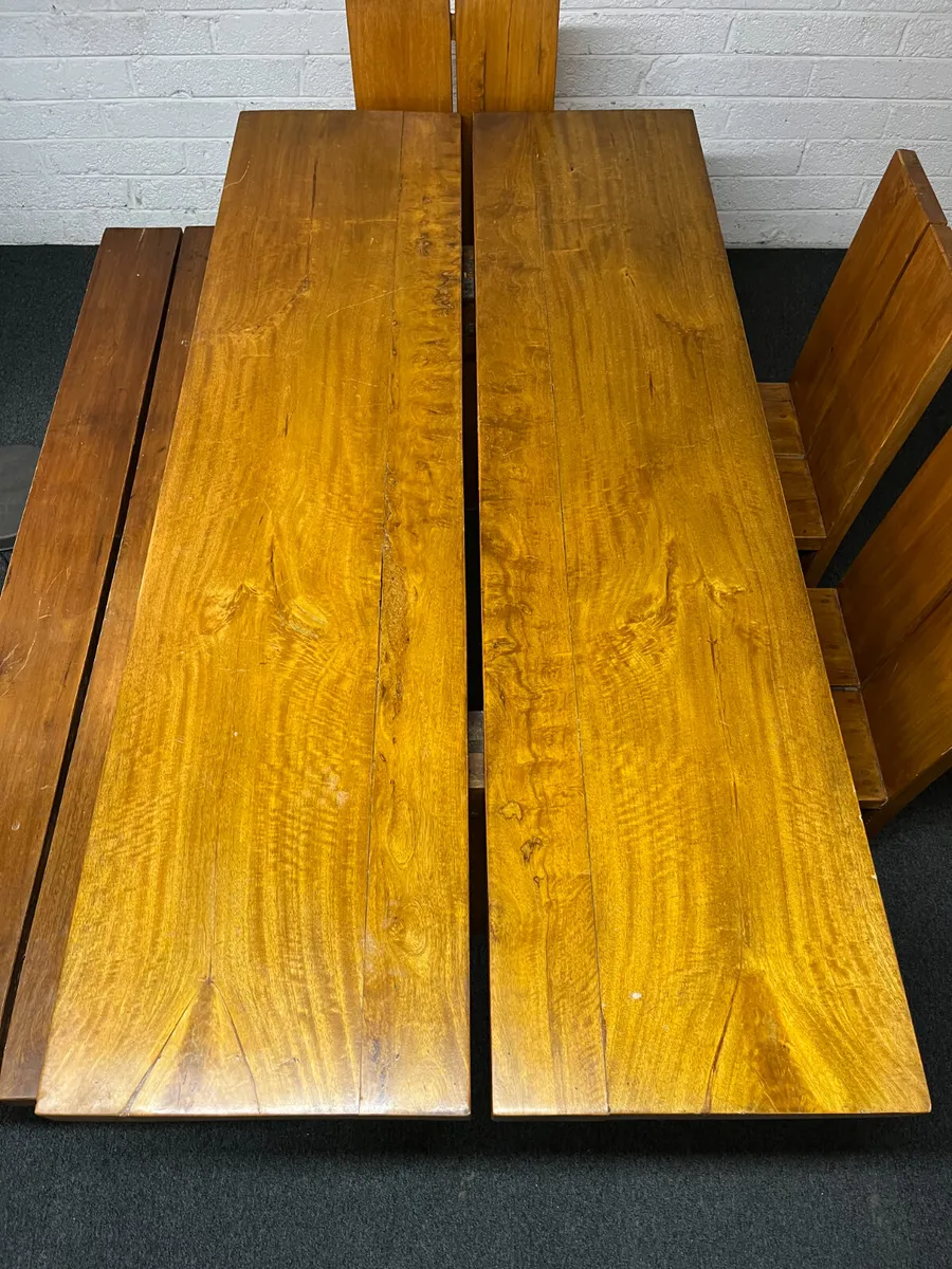 Solid Wood Dining with 4 Chairs and Bench @CJM - Image 3