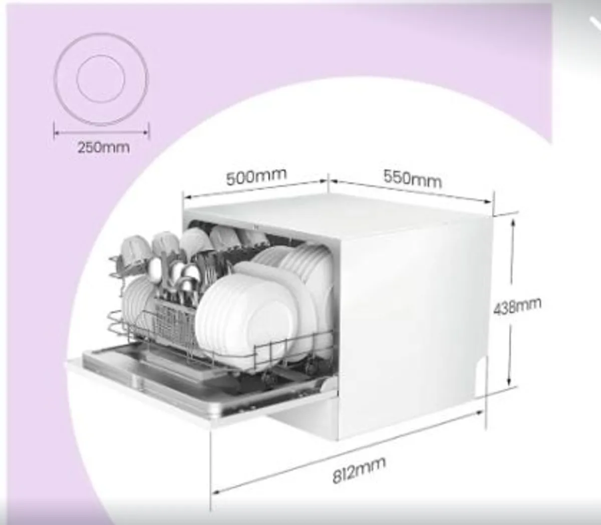 Comfee KWH-TD602E-W Compact Countertop Dishwasher - Image 2