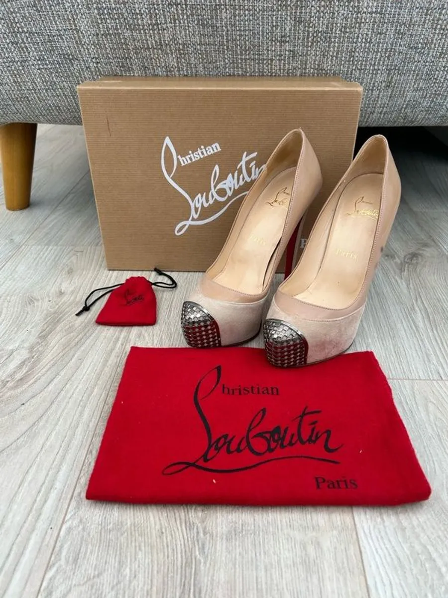 Christian Louboutin Maggie 140 Suede Royal/Patent Calf - Image 1