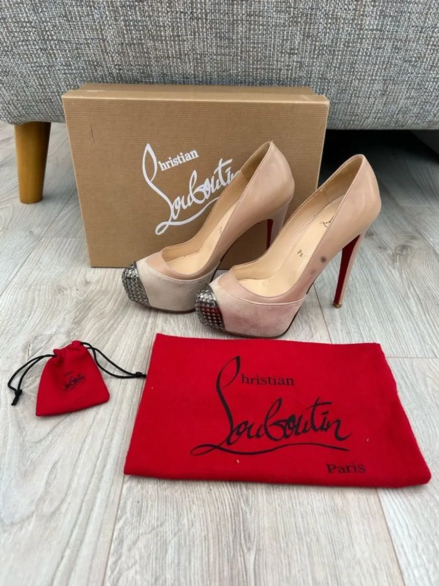 Christian Louboutin Maggie 140 Suede Royal/Patent Calf - Image 2