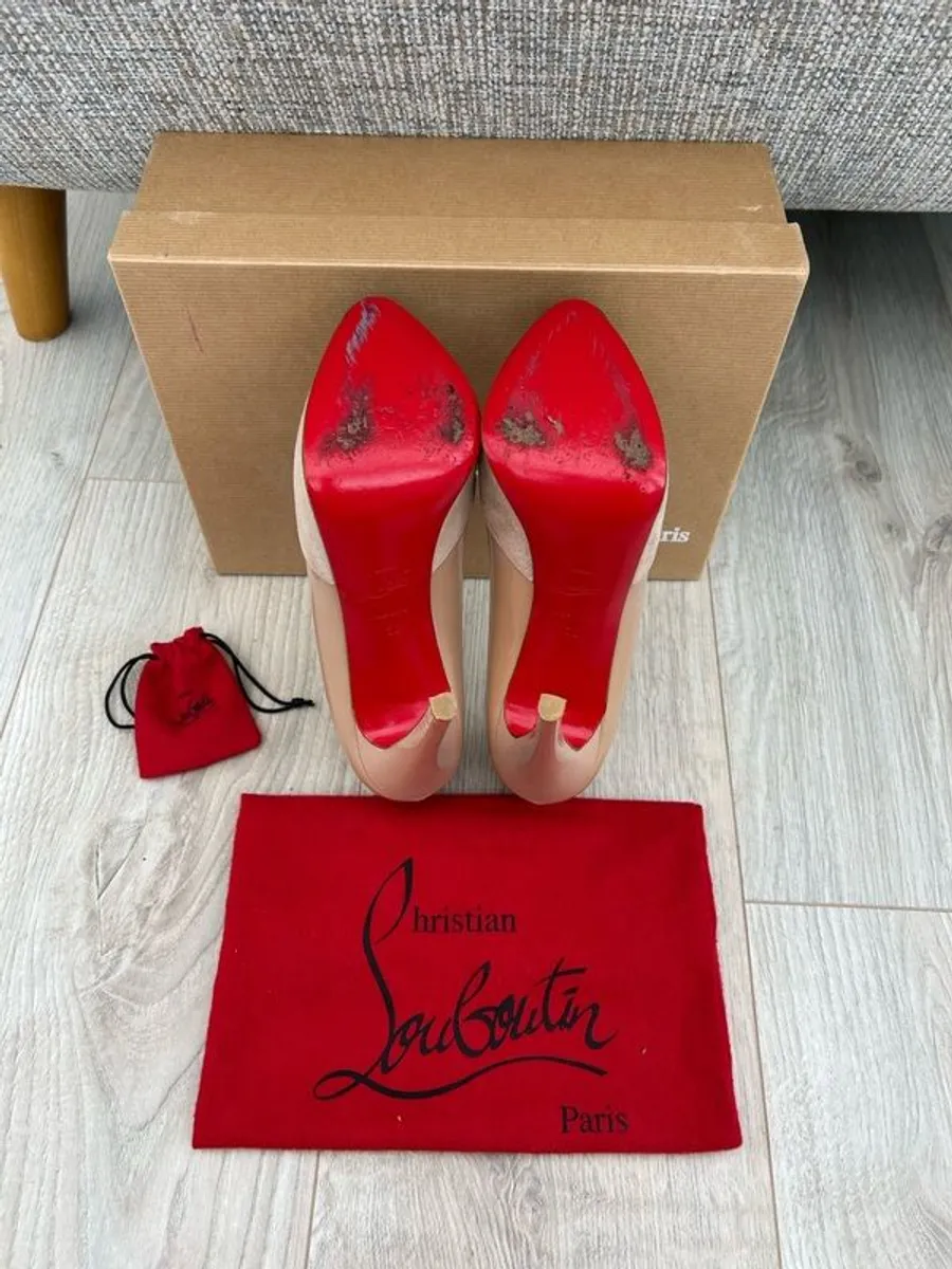 Christian Louboutin Maggie 140 Suede Royal/Patent Calf - Image 4