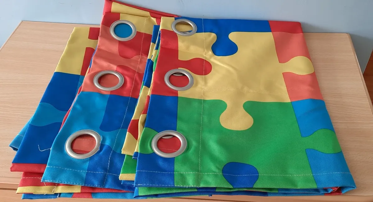 Pair of Blackout Jigsaw Pattern Curtains (kids)